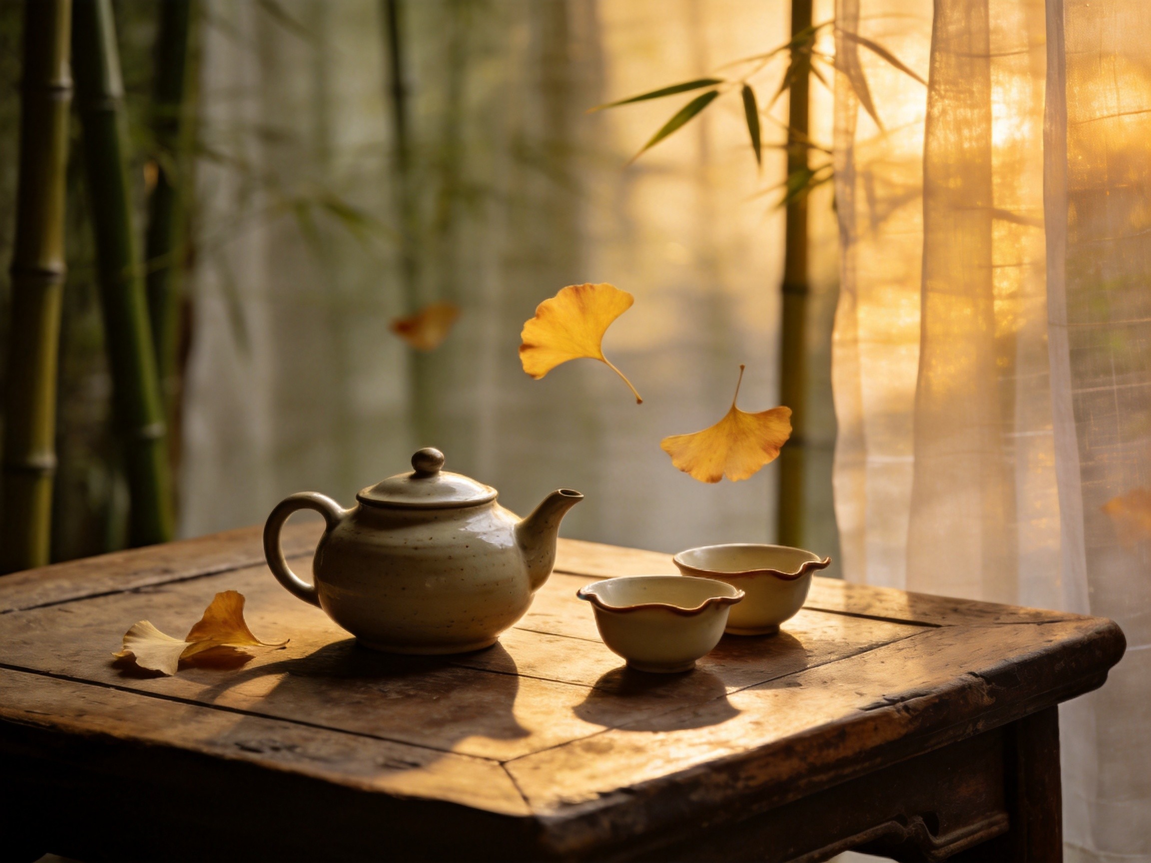茶壶银杏意境图