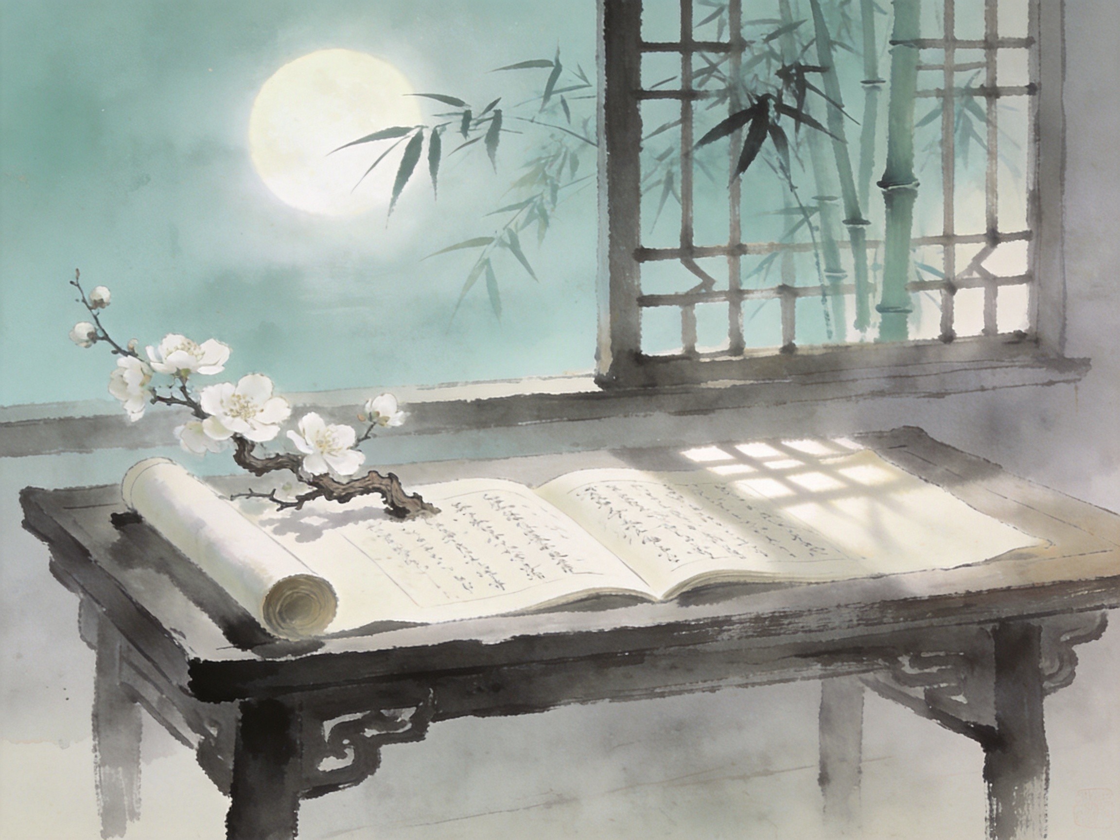 书卷梅花